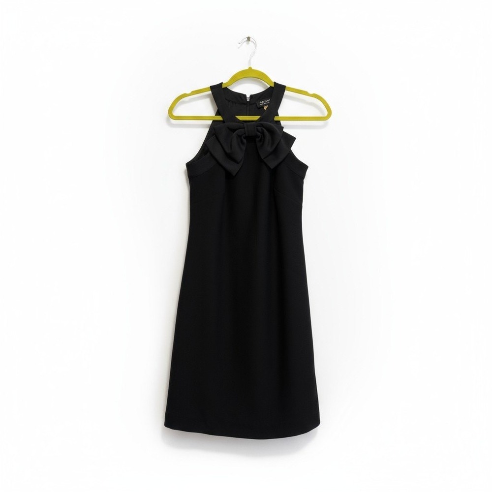 Tahari ASL Black Halter Neck Bow Dress Party Cocktail Career‎ Women NWT 2